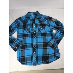 Arizona Long Sleeve‎ Pearl Snap Shirt M Red Rocks National Park Western Plaid
